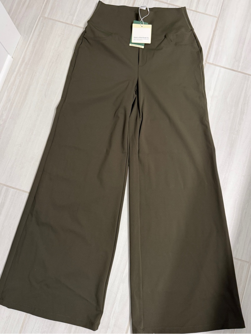 HALARA Olive Green Wide-Leg Ponte Pants